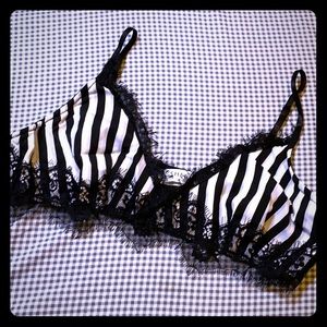 Shein Striped Beetlejuice Bikini Bra Lingerie XL